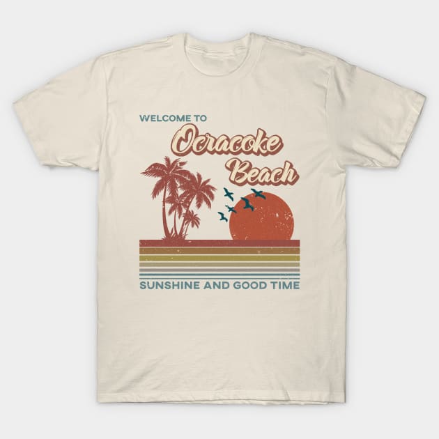 Ocracoke Beach - Ocracoke Beach Retro Sunset T-Shirt by Mondolikaview